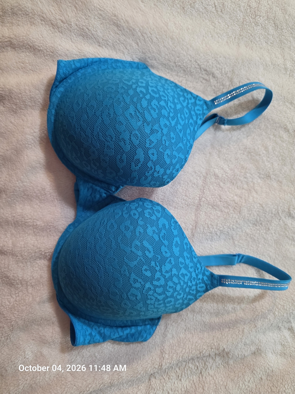 Victoria's Secret Bright Blue Leopard Lace T-Shirt Bra